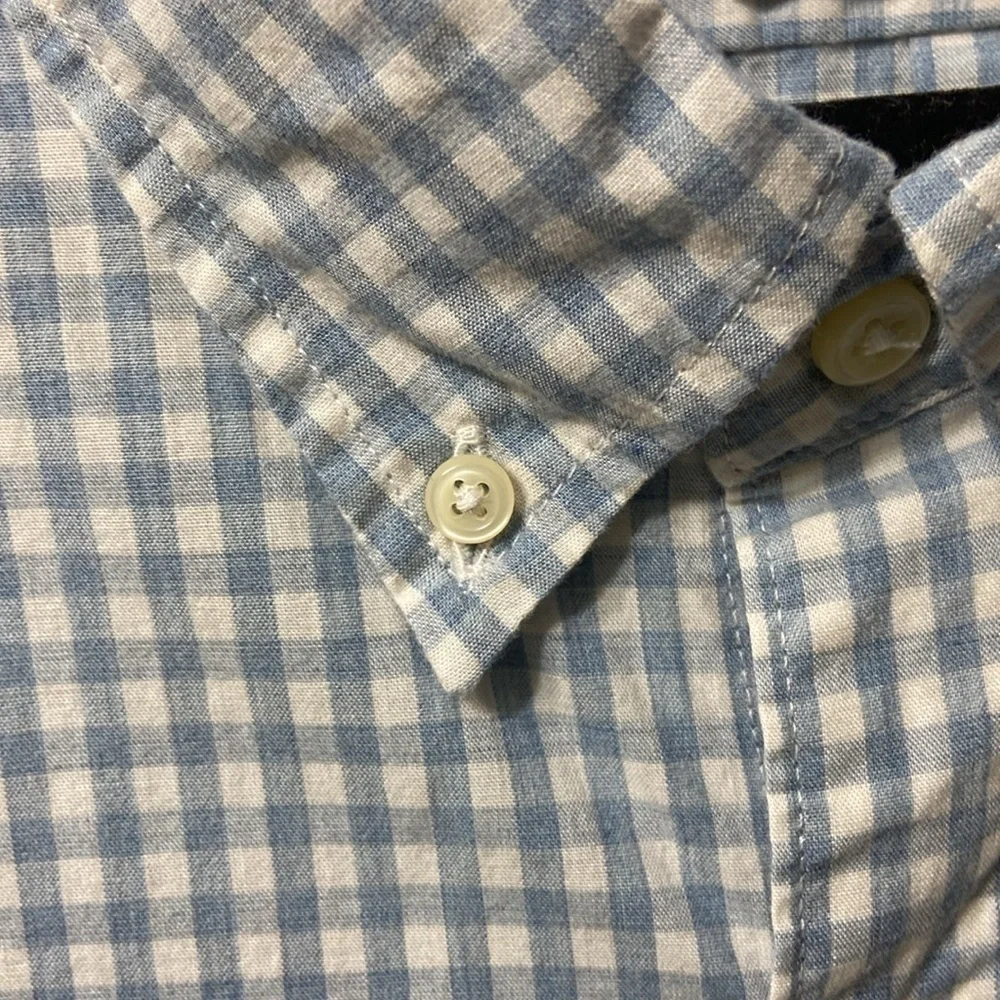 J.CREW,,SECRET WASH,LIGHT BLUE & WHITE,CHECKERED,BUTTON DOWN,MEN SHIRT.S…